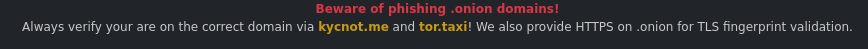 A screenshot of the phishing alert shown on the eXch .onion