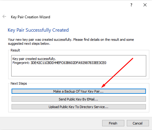 Click on Before Make a Backup Of Your Key Pair...