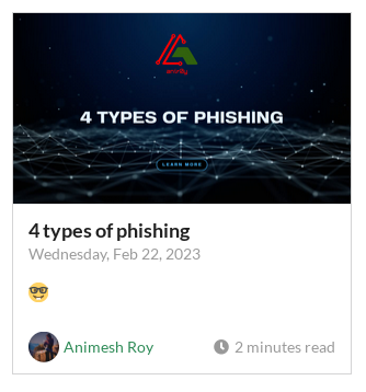 A screenshot of Animesh Roy's blog showing his interest in phishing (1/3)