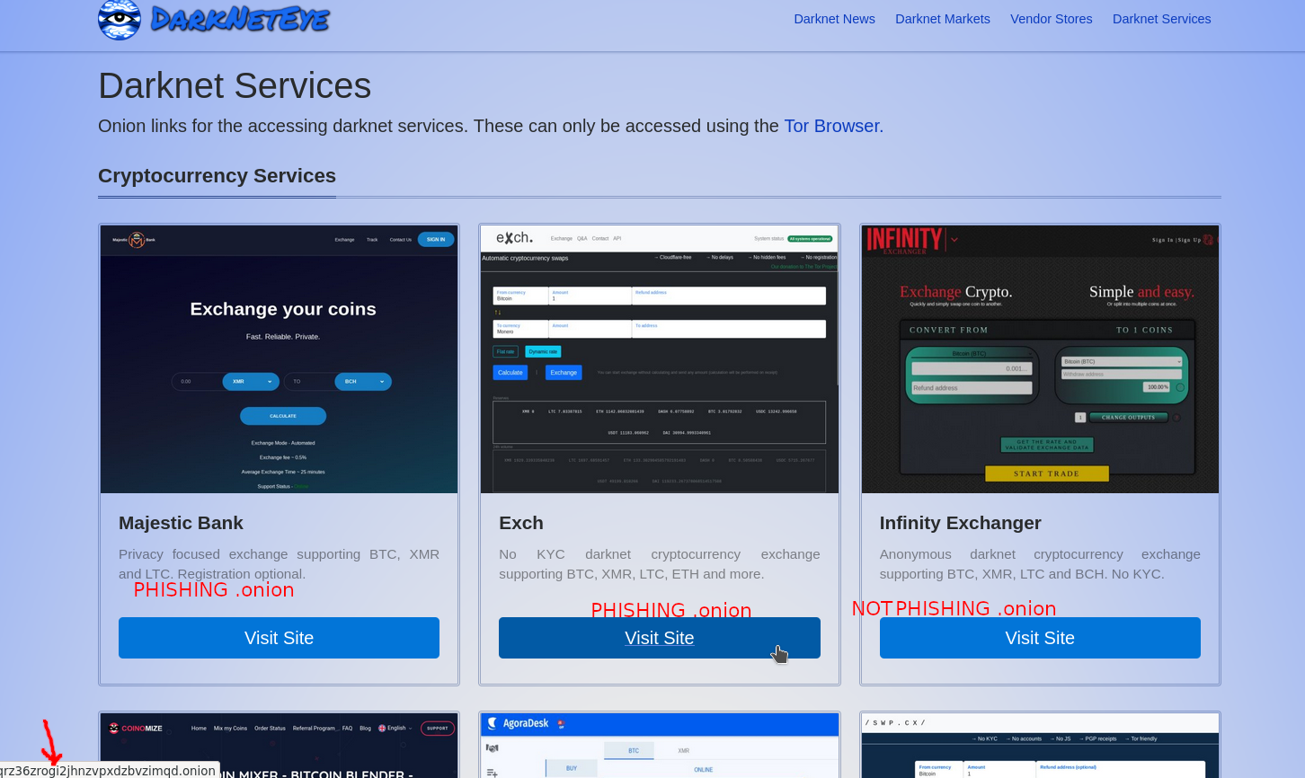A screenshot of http://darkneteye dot com/services/