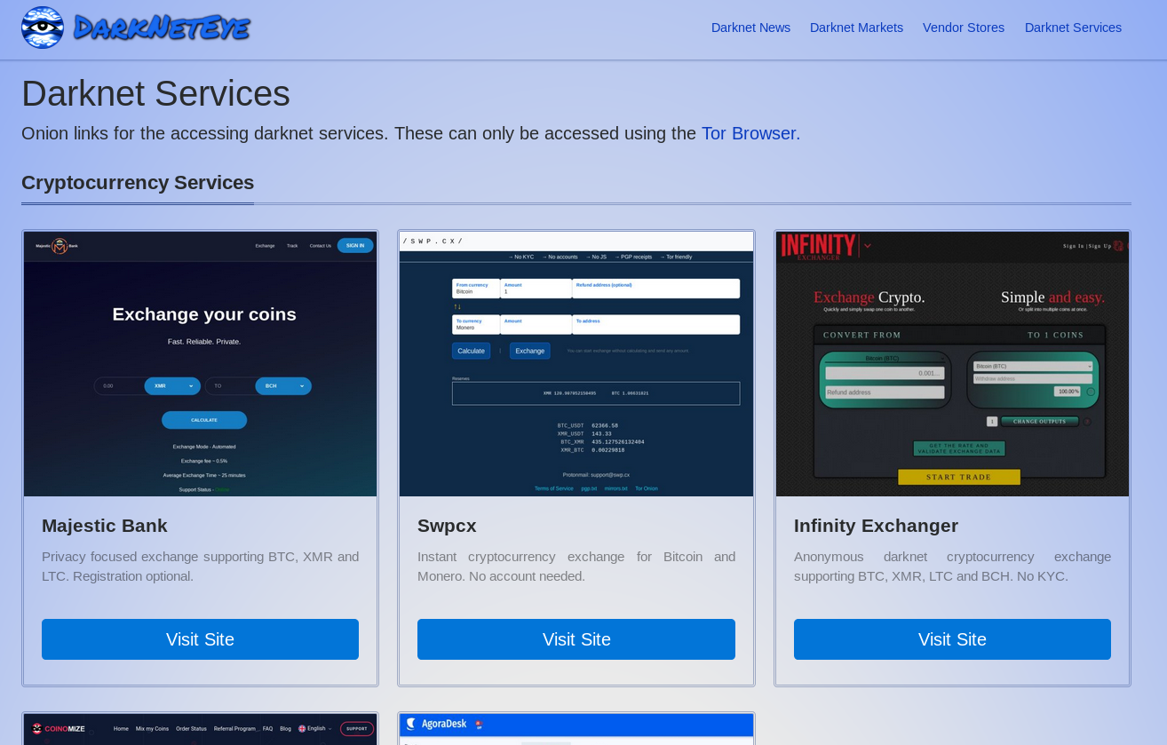 A screenshot of http://darkneteye dot com/services/ (update)