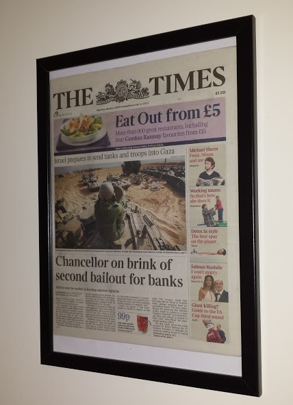 Hardcopy: “The Times 03/Jan/2009 Chancellor on brink of second bailout for banks”